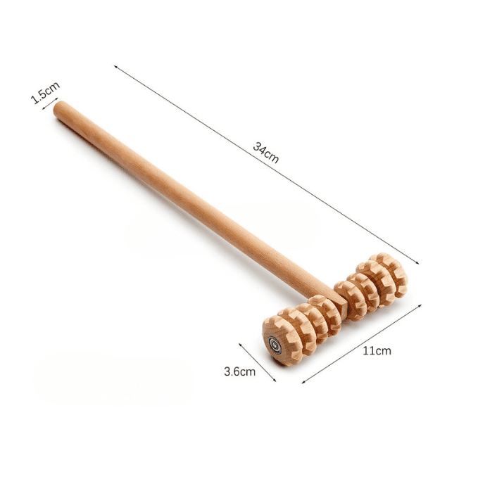 Rodillo de masaje largo de madera