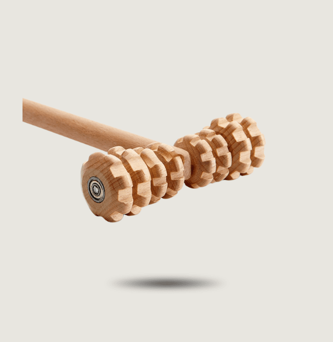Rodillo de masaje largo de madera