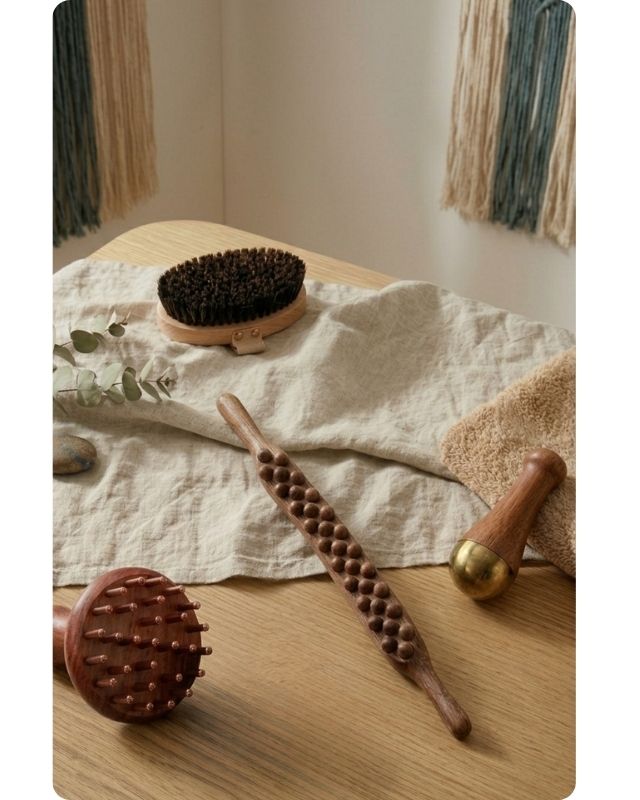 accessoires massage naturel gua sha jade kansa wand brosses
