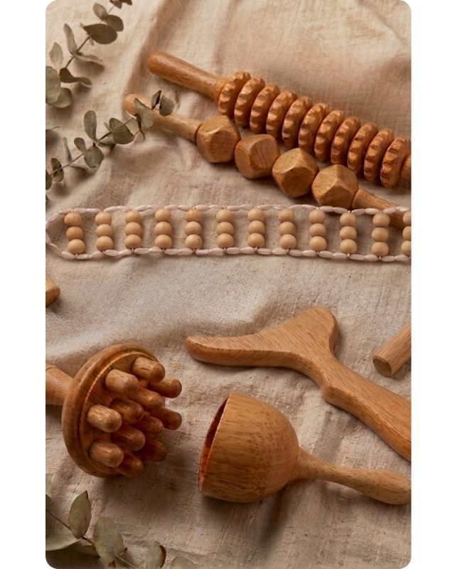 kits madérothérapie corps et visage outils en bois naturel