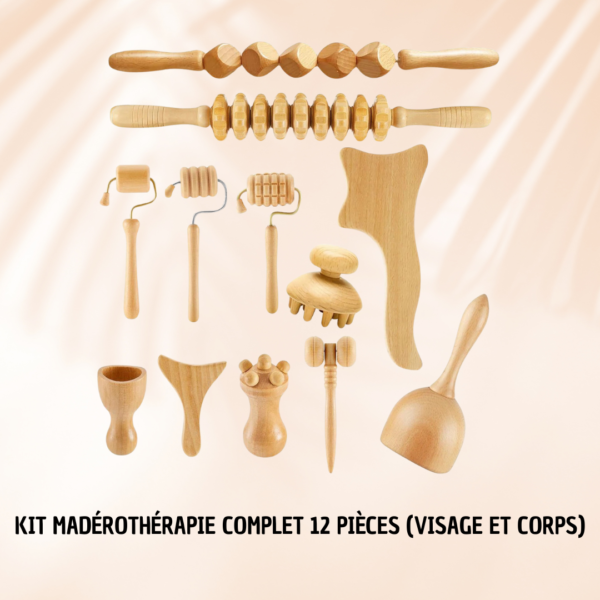 KIT COMPLET MADÉROTHÉRAPIE 12 PIÈCES (VISAGE ET CORPS)