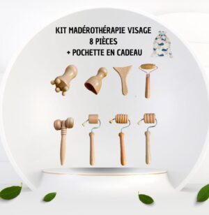 Kit madérothérapie visage (8 pièces + pochette de rangement en cadeau)