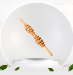 photo d'un rouleau de massage en bois anti cellulite ergonomique