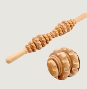 photo d'un rouleau de massage en bois anti cellulite ergonomique