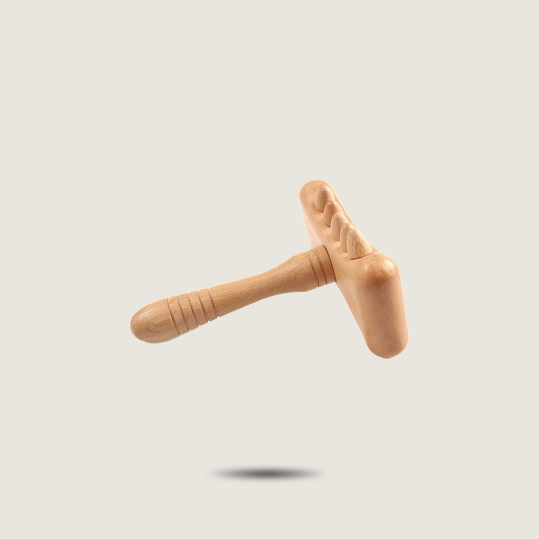 Marteau de Madérothérapie en Bois – Accessoire de Massage Manuel à 5 Picots 1 marteau de madérothérapie en bois de hêtre à 5 picots