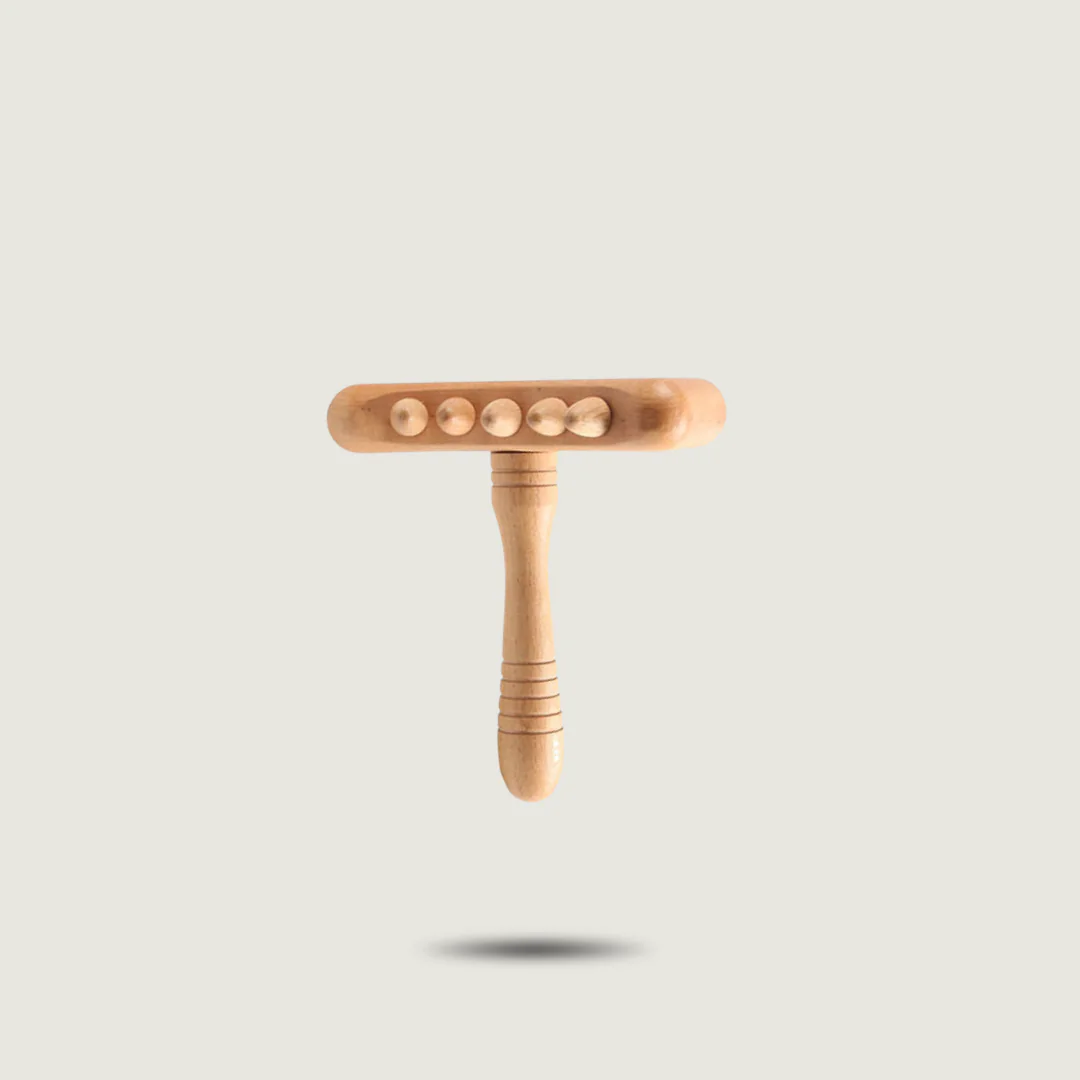 marteau de madérothérapie en bois de hêtre 5 picots accessoire de massage manuel